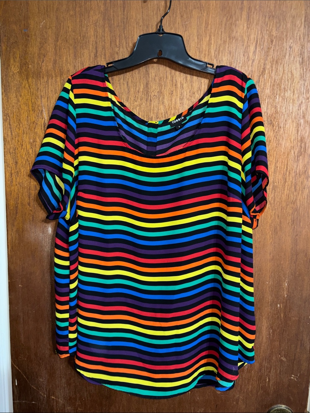 Torrid rainbow stripe button up back top